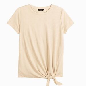 Simply Vera Vera Wang Short Sleeve Cream Tie-Front Tee